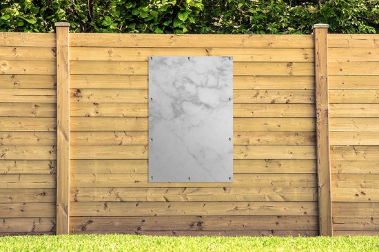 Affiche jardin - Toile jardin - Posters de jardin extérieur - Marbre - Wit - Grijs - Luxe - Aspect marbre - Pierre - 80x120 cm - Jardin.