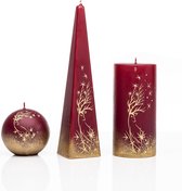 Omslag Kaarsen - Set - Handgeschilderd - goudkleurige takken - kerst - goudkleur - sterren - glitters
