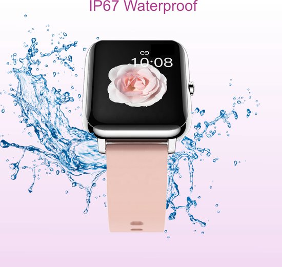 Belesy® HUNDRED - Smartwatch Dames - Smartwatch Heren - Horloge - 1.3 inch - Kleurenscherm - Full Touch - Stappenteller - Multi Sport - 100+ Watchfaces - Siliconen - Roze