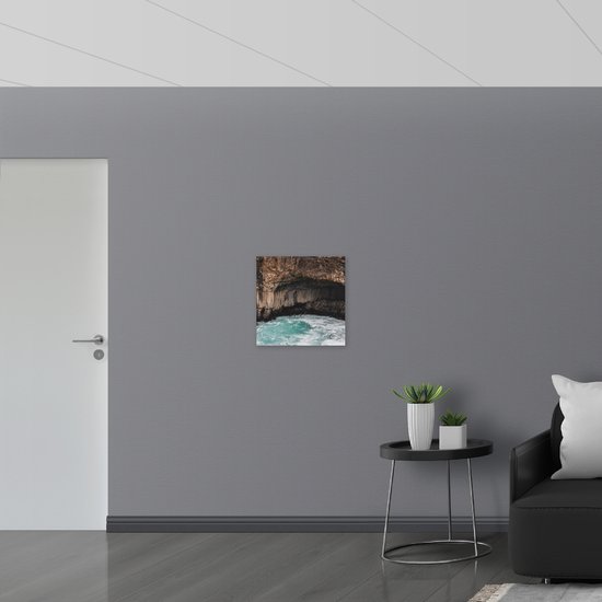 WallClassics - Bois - Eau de mer sous les rochers - 50 x 50 cm - Épaisseur 12 mm - Photo sur bois (avec système de suspension)