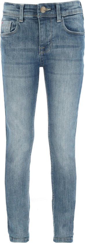 JUNO Mid Waist/ Slim Leg Jeans Meisjes - Light Vintag - Maat 134