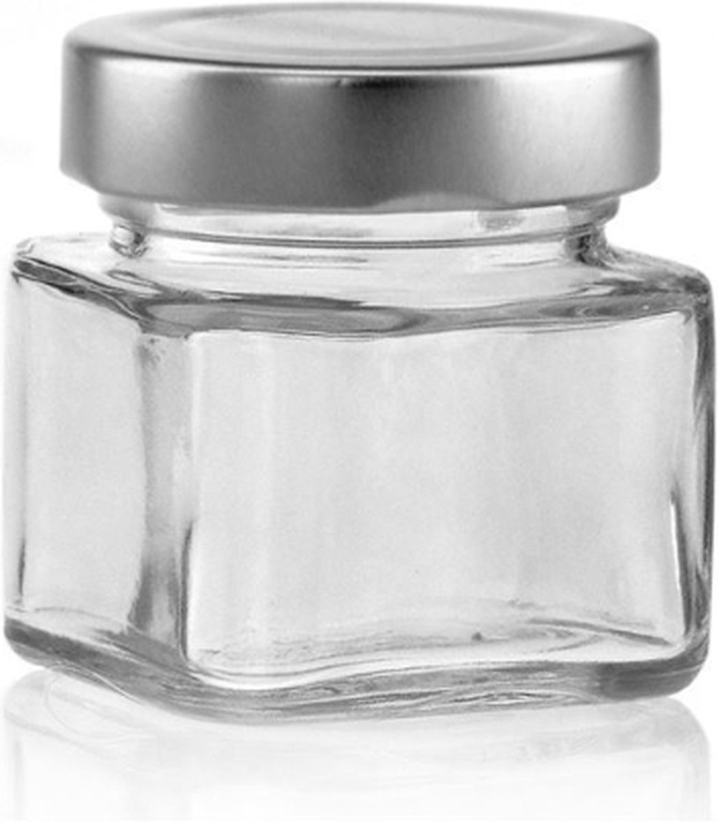 Ornina - 106ml vierkante glazen pot - honing - luchtdicht