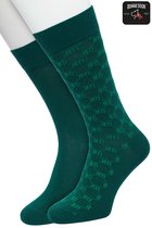 Bonnie Doon Heren Sokken set Donker Groen maat 40/46 - 2 paar - Effen - BD logo ruit - Print - Gladde Naden - Brede Boord - Uitstekend Draagcomfort - 2-pack - Multipack - Effen - Bonnie Doon sock - Donkergroen - Trekking Green - OL2225102.380