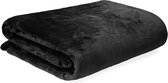 HOMLA zwarte fleecedeken, pluizig en warm - voor bank, bank en bed, gezellige deken, bankdeken, onderhoudsvriendelijk 150 x 200 cm, zwart