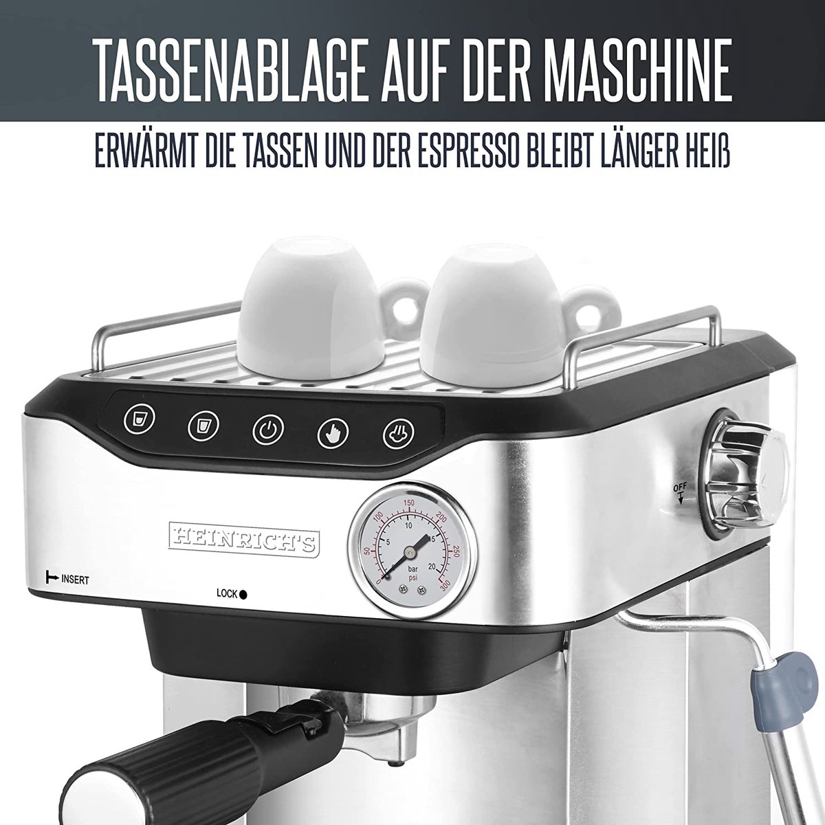 Heinrich's HES 8688 Espresso Pistonmachine 20 Bar - afbeelding 3