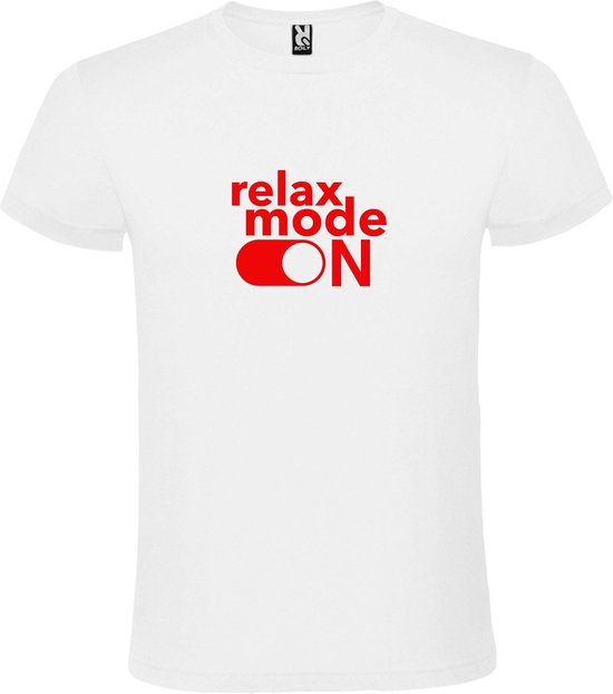 Wit T-Shirt met “ Relax Mode On “ afbeelding Rood Size XS