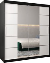 InspireMe - Kledingkast met 2 schuifdeuren, Modern-stijl, Kledingkast met planken (BxHxD): 180x200x62 - VENTILA IV 180 Zwart Mat + Wit Mat