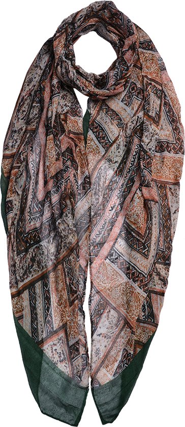 Juleeze Sjaal Dames Print 80x180 cm Groen Synthetisch Shawl Dames