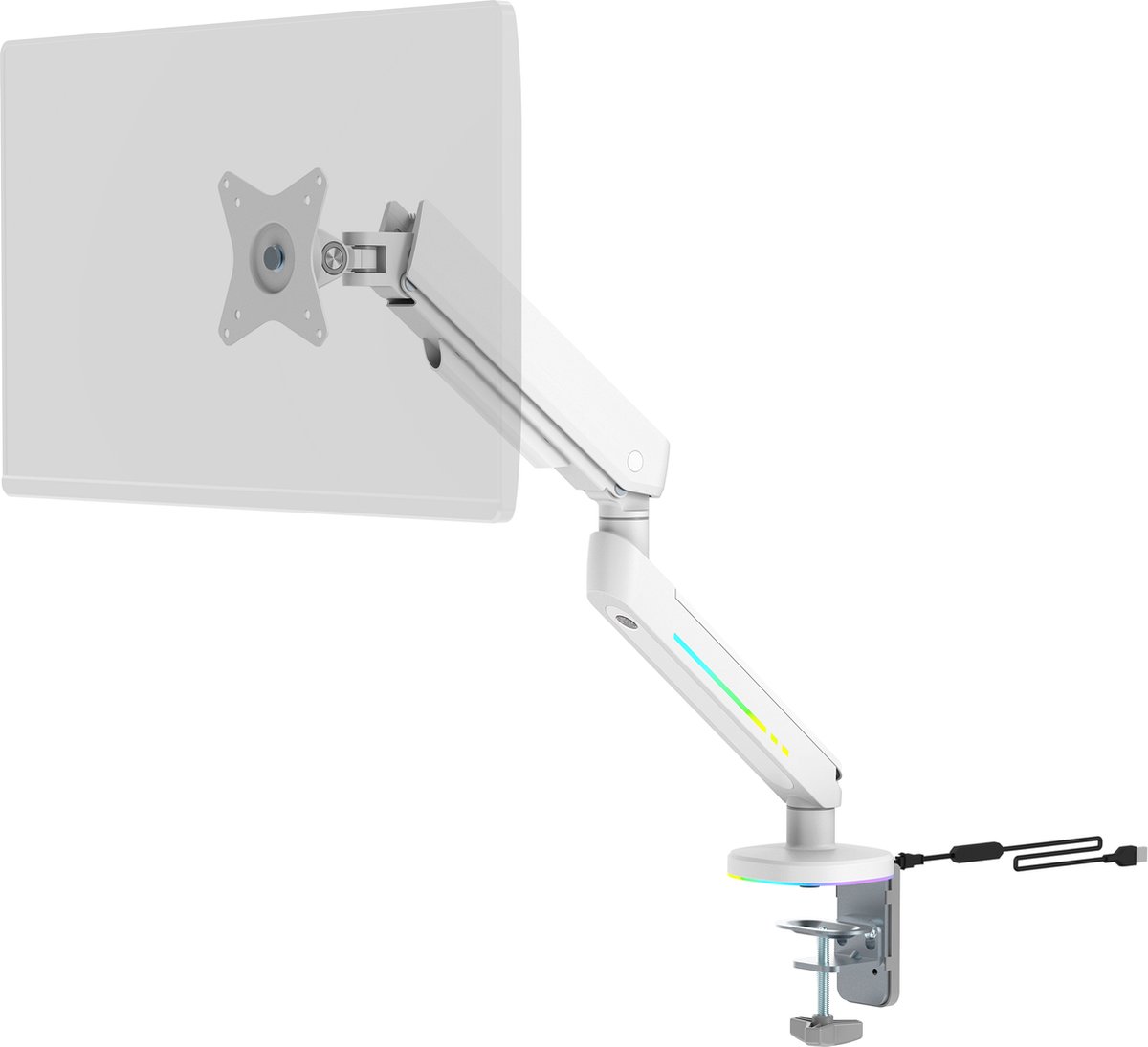 Deltaco Gaming White Line WA95 - Monitor Arm - Voor 17 tot 32 inch Monitor - Past op Curved Monitor - Wit