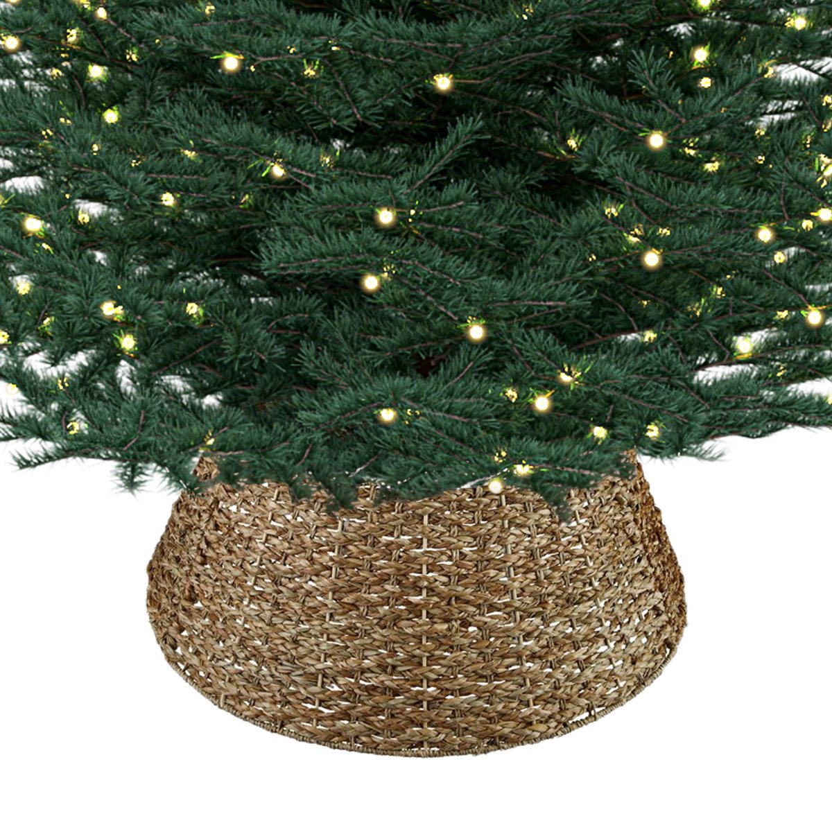 Meisterhome Kerstboommand - Kerstboomrok van natuurlijke Zeegrass - Ø 60 cm - Decoratieve hoes om de kerstboomstandaard - Kerstboomring - kraag Kerstboomrok - H23 x Ø60 cm - Zeegras - Naturel Bruin 3 elementen – foto 5