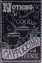 Wandbord – Cappucino - Koffie - Retro - Wanddecoratie – Reclame bord – Restaurant – Kroeg - Bar – Cafe - Horeca – Metal Sign – 20x30cm