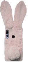 ADEL Siliconen Back Cover Softcase Hoesje Geschikt voor Huawei P Smart Plus 2019 - Roze Konijn Pluche Stof