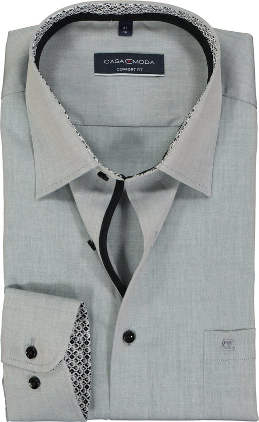 CASA MODA comfort fit overhemd - grijs (contrast) - Strijkvrij - Boordmaat: 44