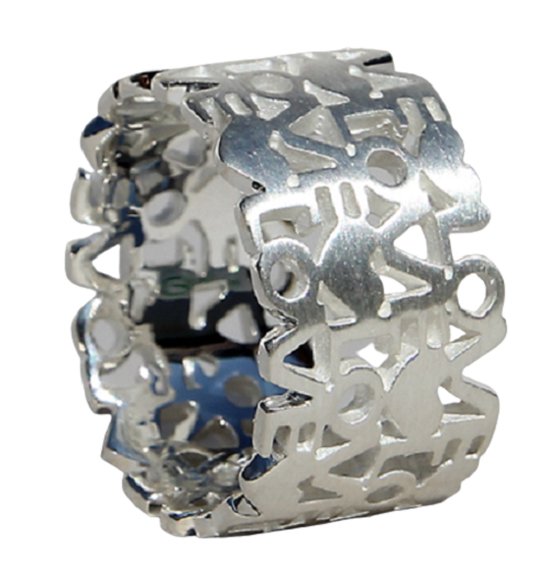Schitterende Zilveren Brede ring Liefdesbrief 17.75 mm. (maat 56) model 7 Carmen | Damesring|Aanzoek