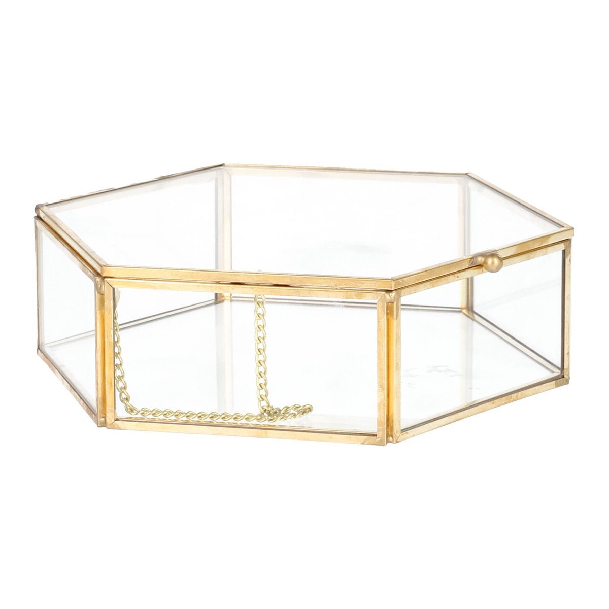HOMLA Grazia kist zeshoekige glazen doos perfect voor sieraden cosmetica 90% glas 17x16x5cm