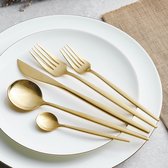 Karaca Bella Matte Gold Bestekset 24-delig Voor 6 Personen - Elegante Mat Gouden Bestek In Doos