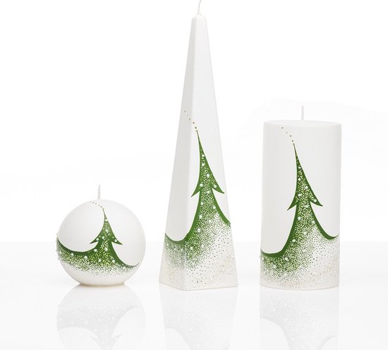 Kaarsen - Set - Handgeschilderd - kerstboom - kerst