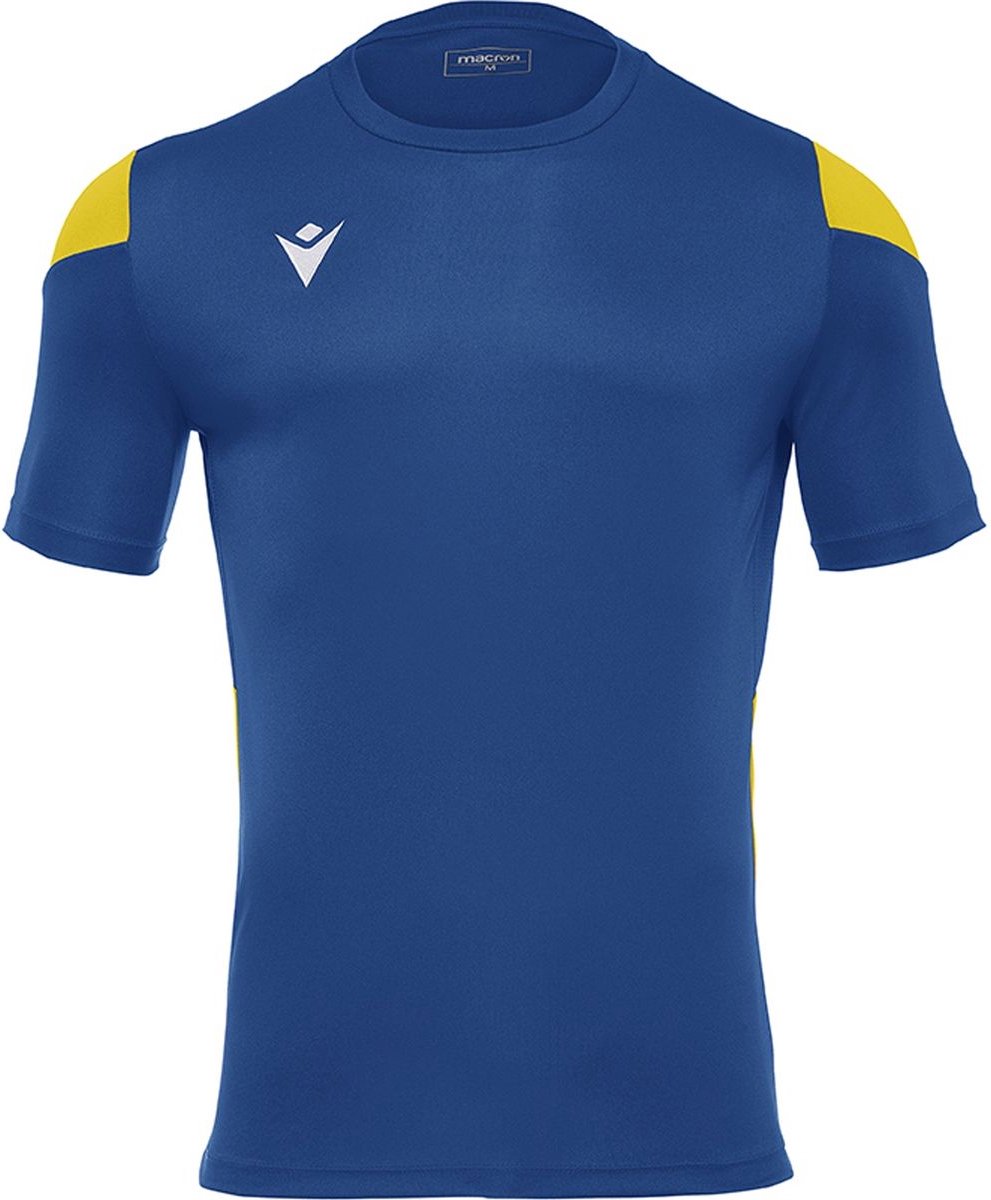 Macron Polis Shirt Korte Mouw Kinderen - Royal / Geel | Maat: 9-10 Y