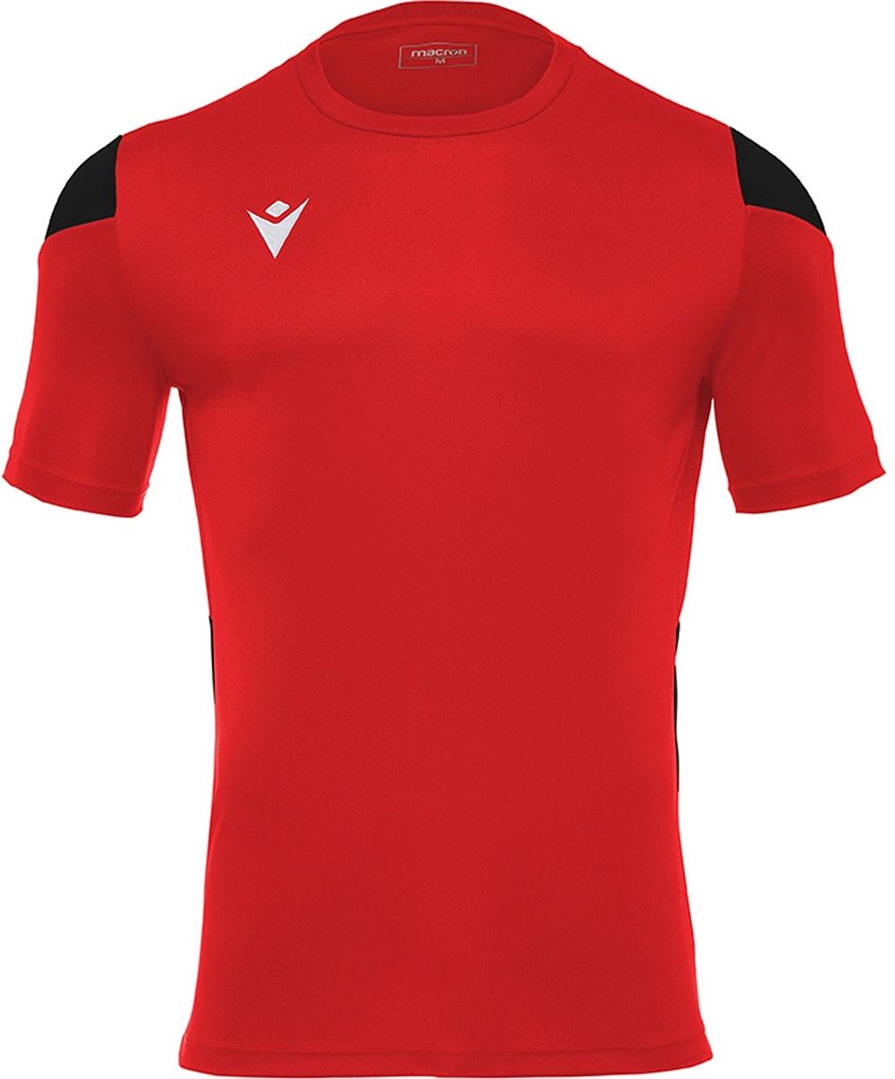 Macron Polis Shirt Korte Mouw Kinderen - Rood / Zwart | Maat: 7-8 Y