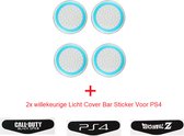 Thumb Grips -Wit met Blauwe circel - (voor 2X controller set van 4) voor PS 3-4 en Xbox