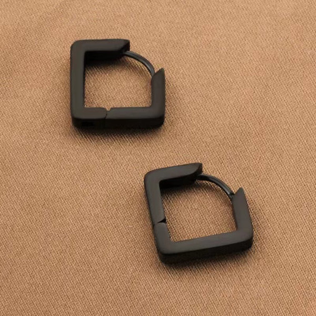 Gading® vierkante dames klapoorringen RVS zwart-13mm