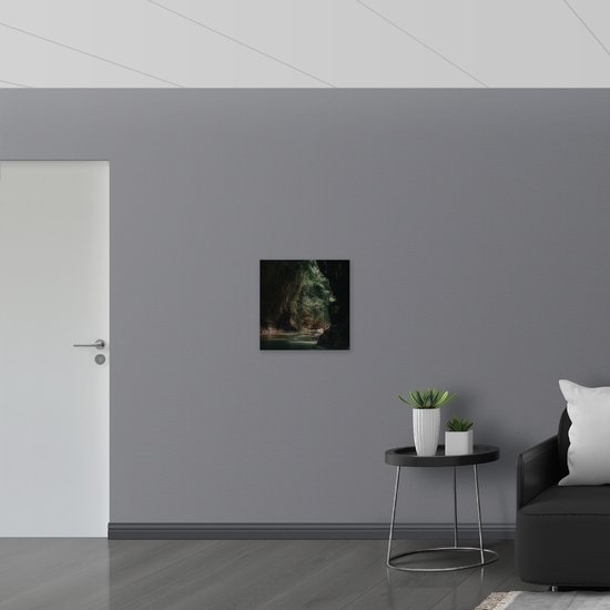 WallClassics - Poster Glossy - Grotte Haute avec Végétation - 50x50 cm Photo sur Papier Poster avec Finition Brillante