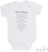 100% katoenen Romper met Tekst "Hoi Papa..." - Wit/grijs - Zwangerschap aankondiging - Zwanger - Pregnancy announcement - Baby aankondiging - In verwachting