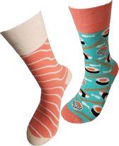 Verjaardag cadeau - Sushi Sokken -Mismatch Sokken - Leuke sokken - Vrolijke sokken - Luckyday Socks - Sokken met tekst - Aparte Sokken - Socks waar je Happy van wordt