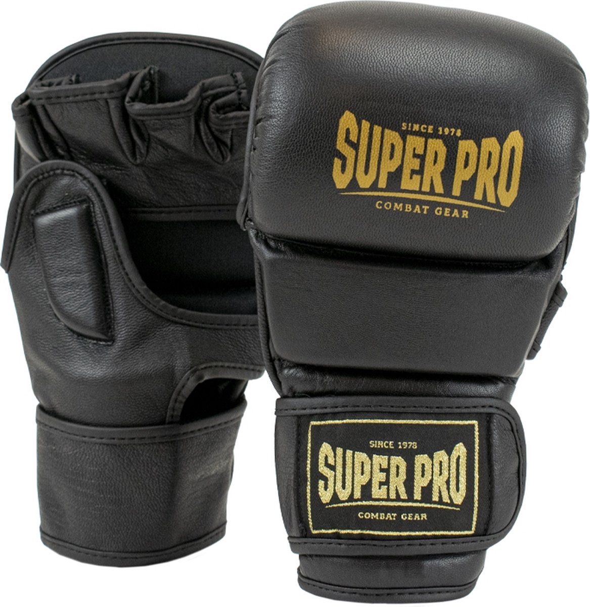 Super Pro MMA Shooter Handschoenen - Zwart met goud - XS