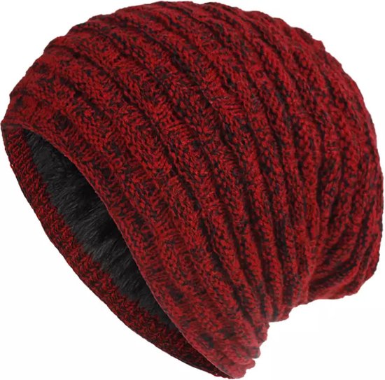 ASTRADAVI Beanie Hat - Bonnets d'hiver unisexes tricotés chauds avec cache-oreilles et tête en Cache-oreilles - Bordeaux