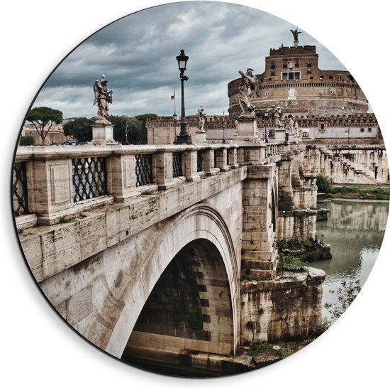 WallClassics - Dibond Muurcirkel - Stad Rome - 40x40 cm Foto op Aluminium Muurcirkel (met ophangsysteem)