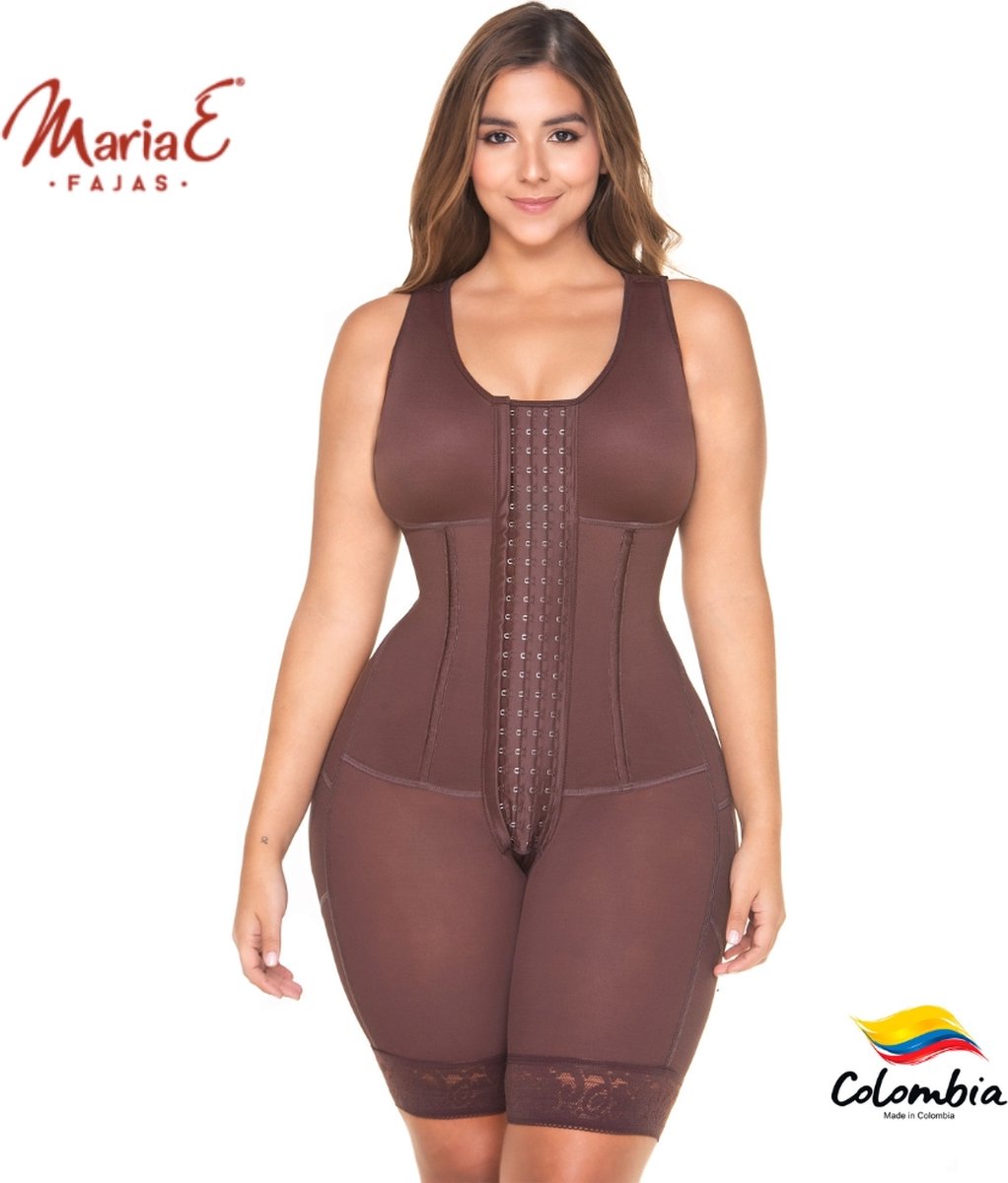 MARIAE RA001 FAJA L| KLEUR CHOCO| COLOMBIAANS HOURGLASS SHAPE FAJA| VOOR SMALLE TAILLE EN BREDE HEUPEN!|MET BALEINEN EN BH| STAGE 3 FAJA POSTOPERATIEF OF DAGELIJKS ALS STERKE SHAPEWEAR TE DRAGEN