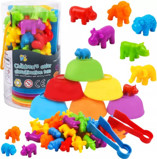 Afbeelding van het spel Montessori Sorteer Speelgoed | Dieren | 17 x 9.5 cm | Sensory | Motoriek | Cognitief | Kleurrijk