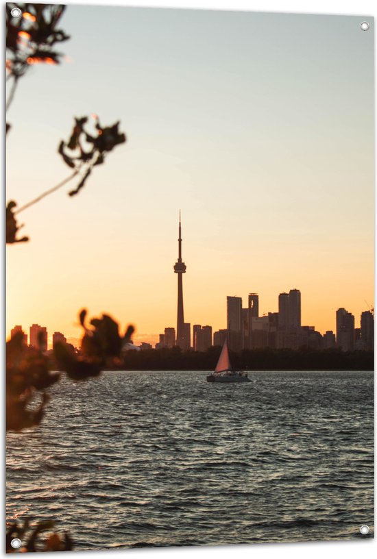 WallClassics - Tuinposter – Toronto Tower - 80x120 cm Foto op Tuinposter  (wanddecoratie voor buiten en binnen)