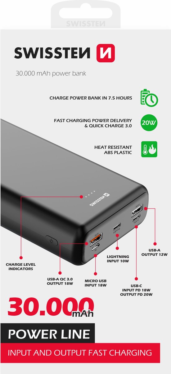 SWISSTEN Al powerbank 20 000 mAh, PD & QC