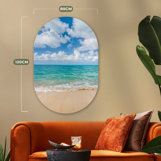 Muurovaal - Kunststof Wanddecoratie - Ovalen Schilderij - Strand - Zee - Zomer - Reizen - 80x120 cm - Ovale spiegel vorm op kunststof