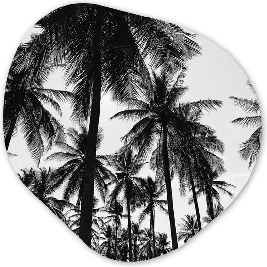 Organische Wanddecoratie - Kunststof Muurdecoratie- Organisch Schilderij - Palmbomen - Tropisch - Zomer- 90x90 cm - Organische spiegel vorm op kunststof