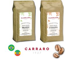 Carraro 1927 - Italiaanse koffiebonen Discovery Pack - Brazilië en Ethiopië Single Origin koffiebonen - Topkwaliteit