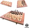 Afbeelding van het spelletje 3-in-1 Bordspel - 34 cm - Schaakbord - Dambord - Backgammon - Schaakspel - Schaakset - Schaken - Dammen - Met Schaakstukken - Chess - Hout - Opklapbaar