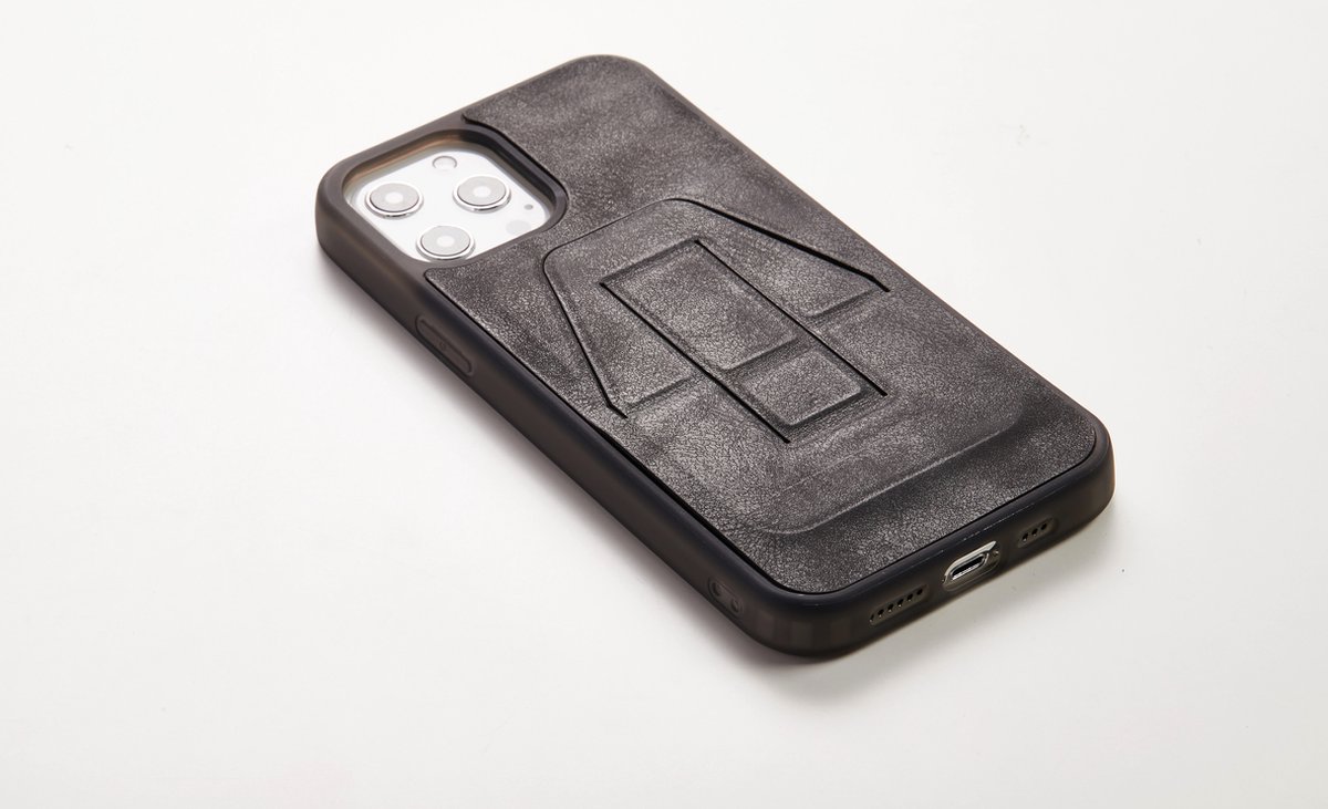 DesignNest FoldStand iPhone 12 Pro Max Case - Telefoonhoesje iphone 12 - Donker Grijs
