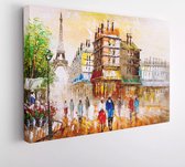 Digitaal Schilderen - Straatbeeld van Parijs - Modern Art Canvas - 617312615 - 40*30 Horizontal