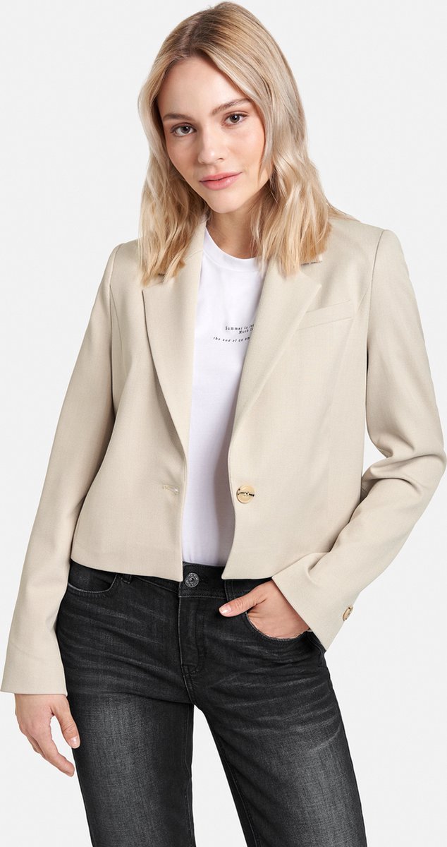 TAIFUN Dames Korte blazer met revers Clay gemustert-46