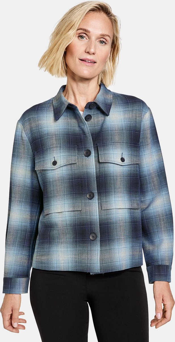 GERRY WEBER Dames Geruit shacket Petrol Arctic Karo-44