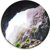 WallClassics - Dibond Muurcirkel - Mist op de Berg - 30x30 cm Foto op Aluminium Muurcirkel (met ophangsysteem)