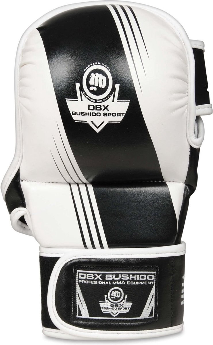 DBX Bushido - MMA Gloves - MMA Handschoenen - Synthetic Leather -Zwaart, Wit - Maat S/M