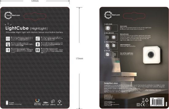 DesignNest LightCube - Nachtlamp - Sensor van Designnest — afbeelding 5