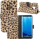 Voor Galaxy S9 Luipaardpatroon PU + PC Horizontale lederen flip-hoes met houder & kaartsleuven en portemonnee (geel)