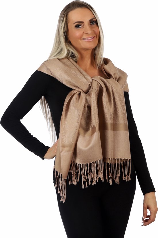 Écharpe beige de cachemire et de soie comme foulard Pashmina, 200 * 70 cm, mariage, châle, châle pour dames. Écharpes, pashmina, étole pour dames.