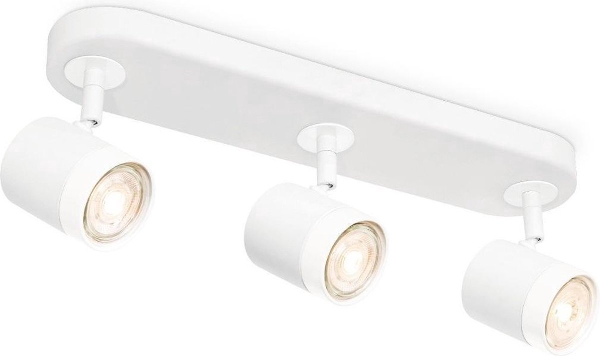 Opbouw Plafond Spot Drievoudig - Wit - Meegeleverde Dimbare GU10 Fitting (niet inwisselbaar) - Spotlight - 360 Graden Verstelbaar