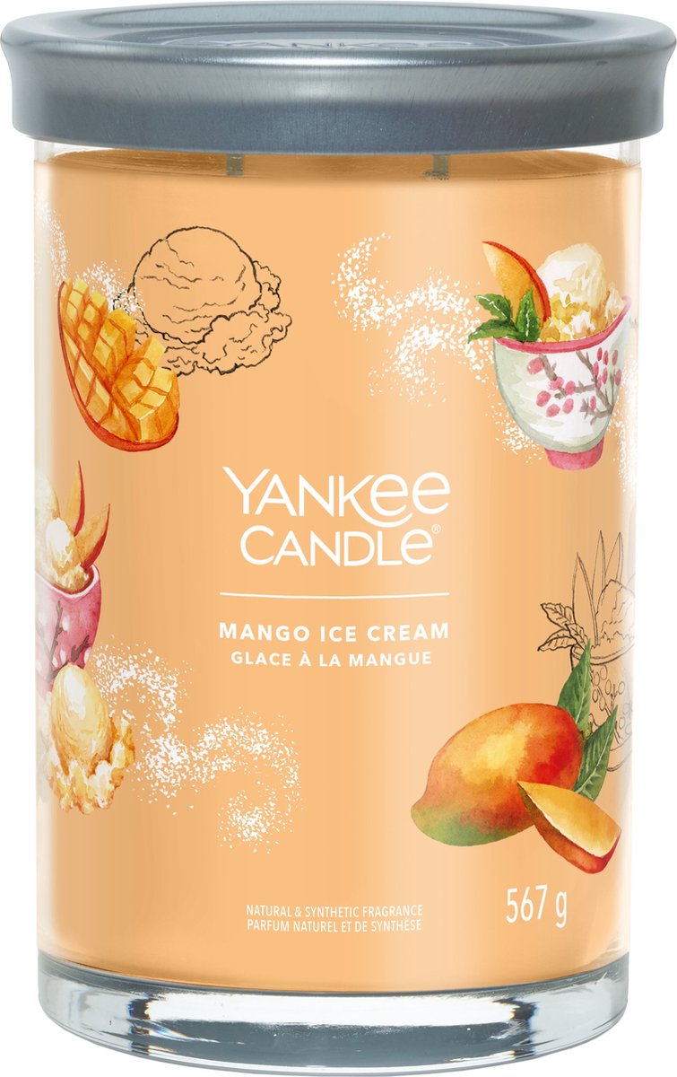 Yankee Candle Mango Ice Cream Large Tumbler Geurkaars - 100 branduren - twee lonten Oranje